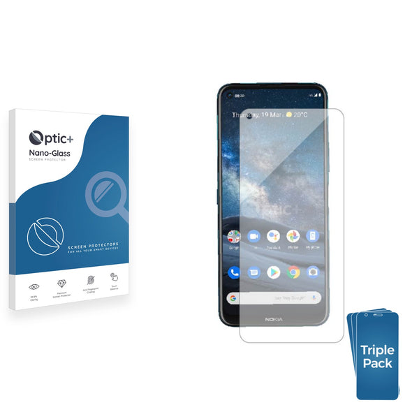 3pk Optic+ Nano Glass Screen Protectors for Nokia 8.3