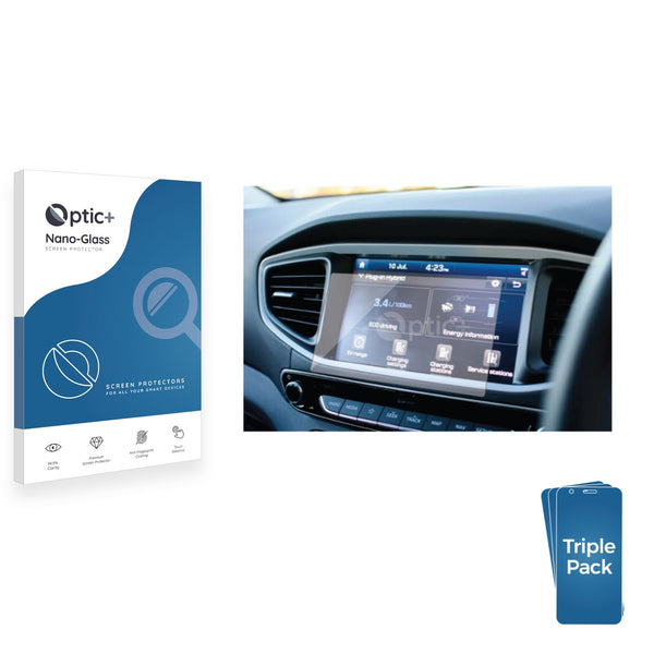 3pk Optic+ Nano Glass Screen Protectors for Hyundai Ioniq plug-in 2019