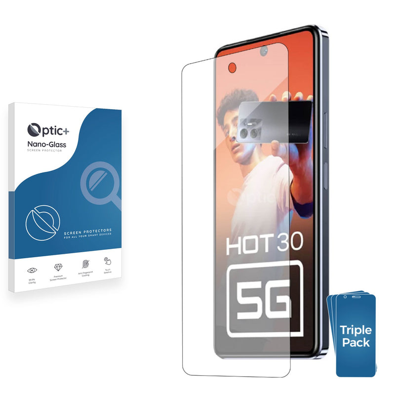 3pk Optic+ Nano Glass Screen Protectors for Infinix Hot 30 5G