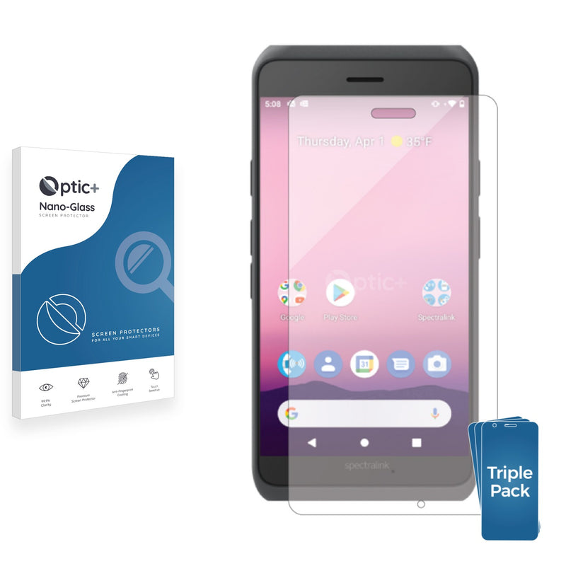 3pk Optic+ Nano Glass Screen Protectors for Spectralink Versity 96 Series