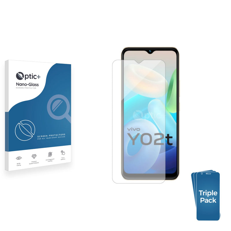 3pk Optic+ Nano Glass Screen Protectors for Vivo Y02t