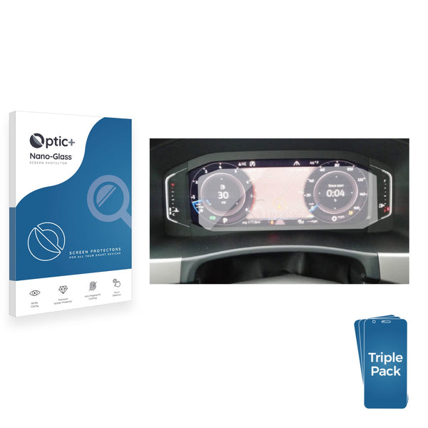 3pk Optic+ Nano Glass Screen Protectors for Volkswagen Passat B8 Digital Cockpit 10.25"