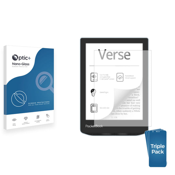 3pk Optic+ Nano Glass Screen Protectors for PocketBook Verse