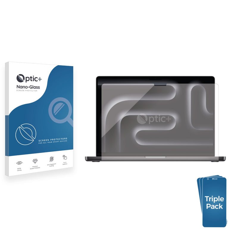 3pk Optic+ Nano Glass Screen Protectors for Apple MacBook Pro 16" M3 2023