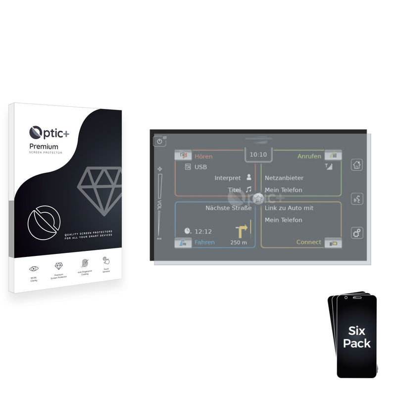 6pk Optic+ Premium Film Screen Protectors for Bosch Suzuki SX4 SLDA Infotainment System