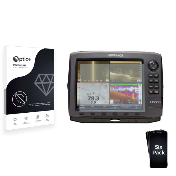 6pk Optic+ Premium Film Screen Protectors for Lowrance HDS-10 Gen2