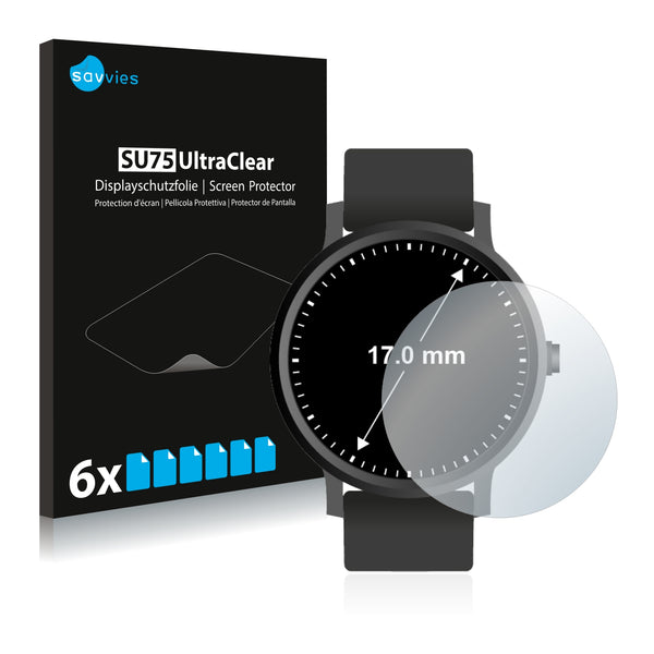 6x Savvies SU75 Screen Protector for Watches (Circular, Diameter: 17 mm)