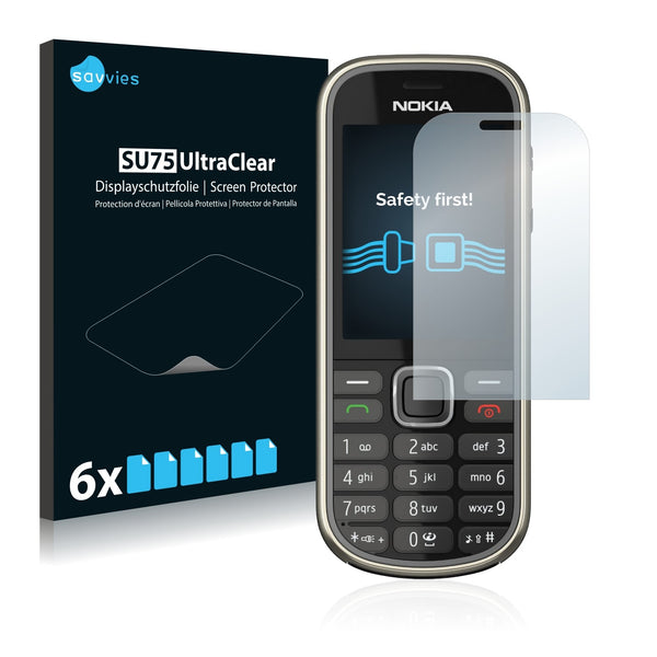6x Savvies SU75 Screen Protector for Nokia 3720 classic