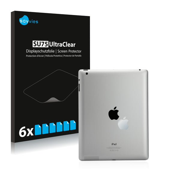 6x Savvies SU75 Screen Protector for Apple iPad 4. Generation (Logo)