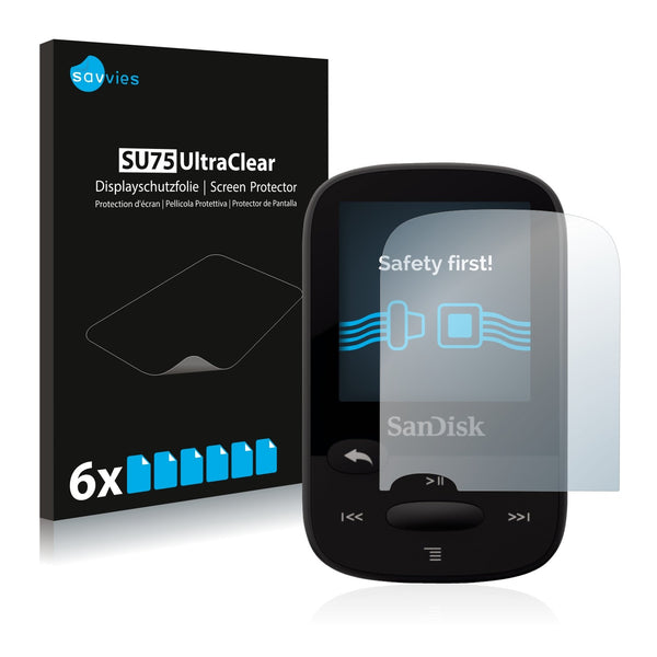 6x Savvies SU75 Screen Protector for SanDisk Sansa Clip Sport