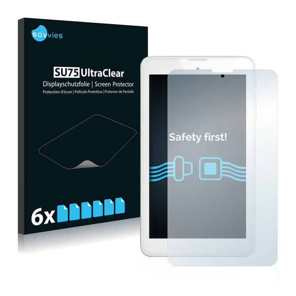 6x Savvies SU75 Screen Protector for Alcatel Pixi 3 (7.0)