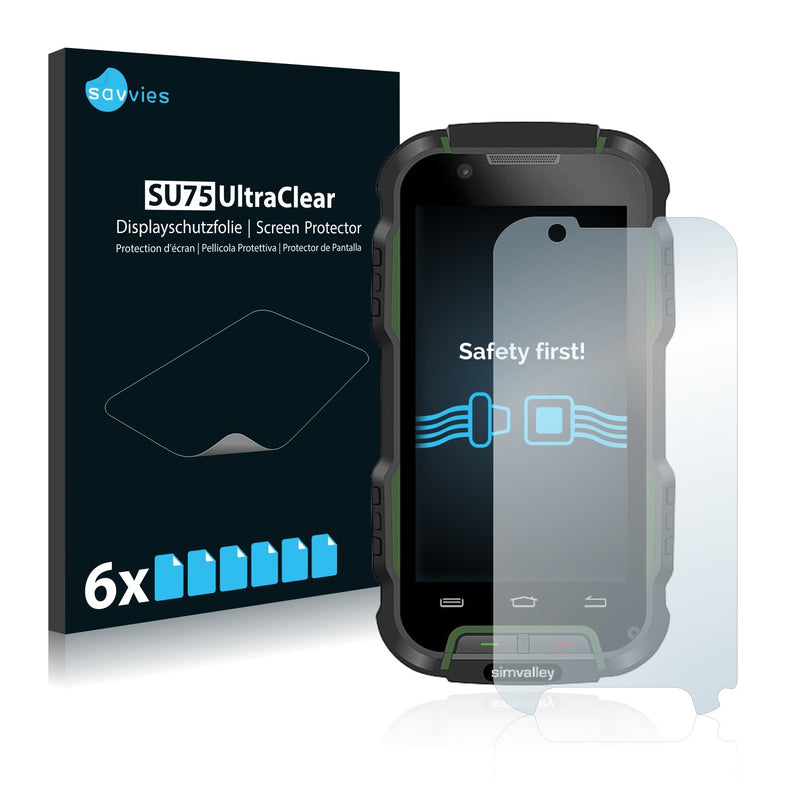 6x Savvies SU75 Screen Protector for Simvalley Mobile SPT-900