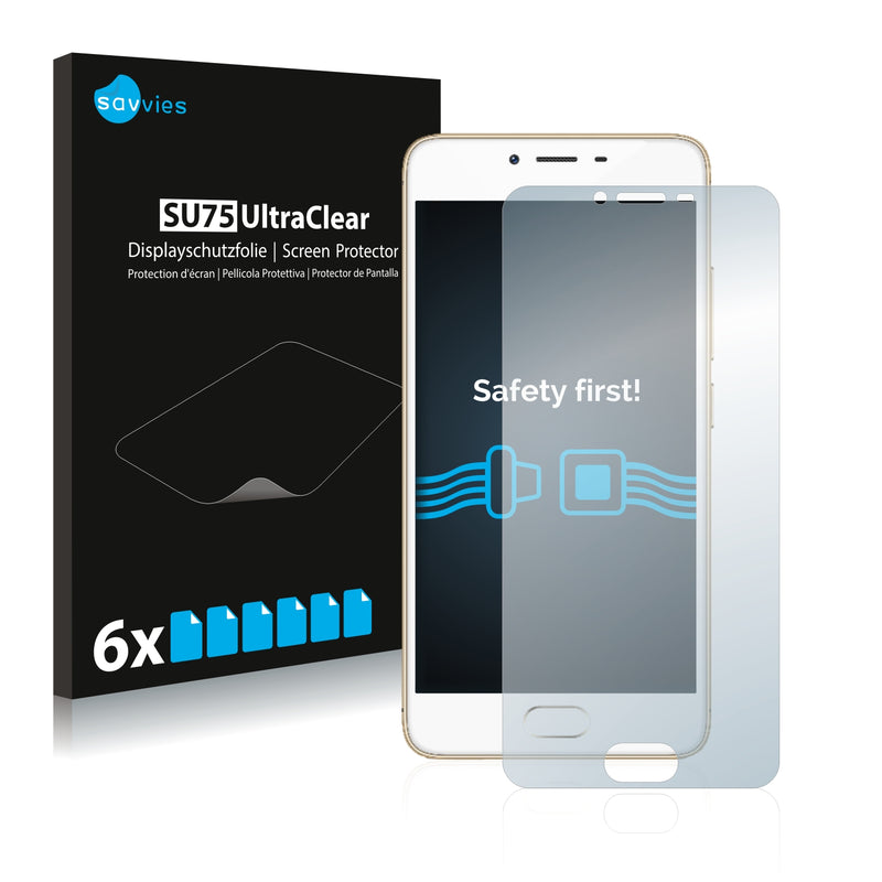 6x Savvies SU75 Screen Protector for Meizu M3s