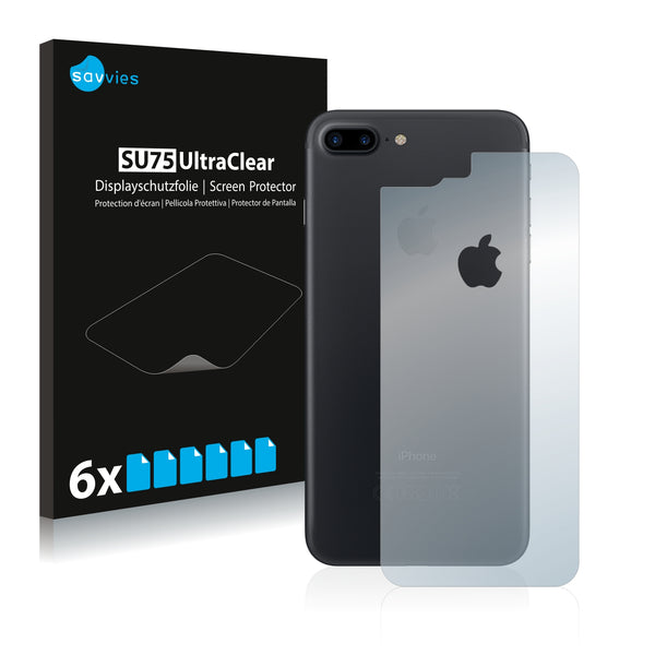 6x Savvies SU75 Screen Protector for Apple iPhone 7 Plus Back side (full surface + LogoCut)