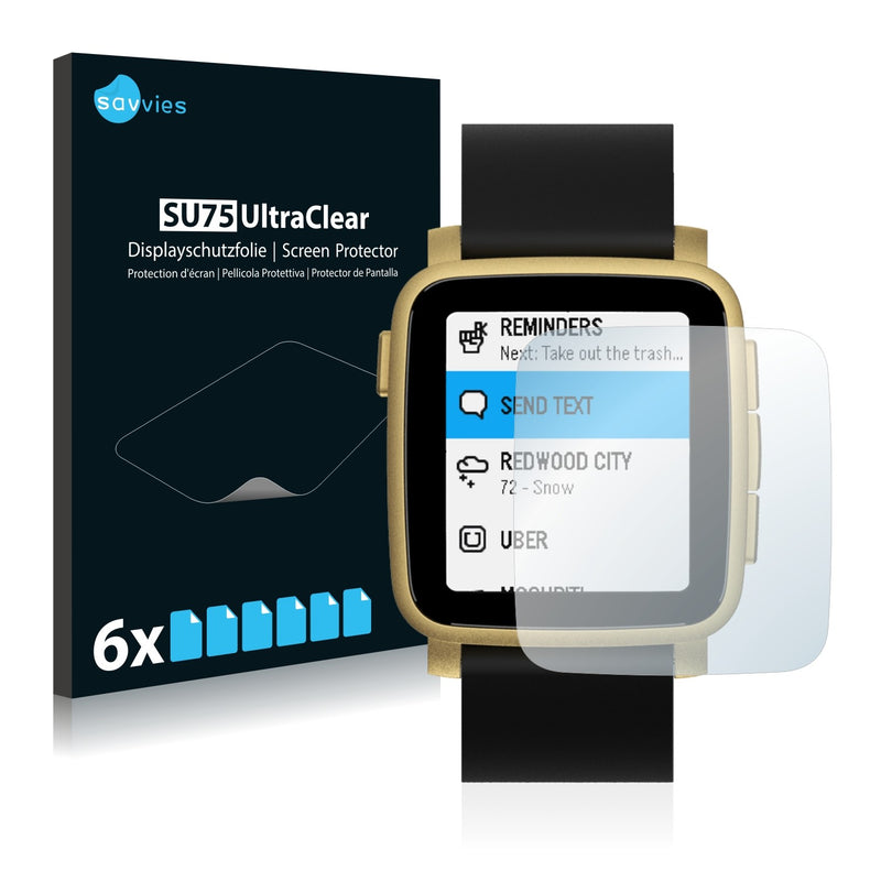 6x Savvies SU75 Screen Protector for Pebble Time 2