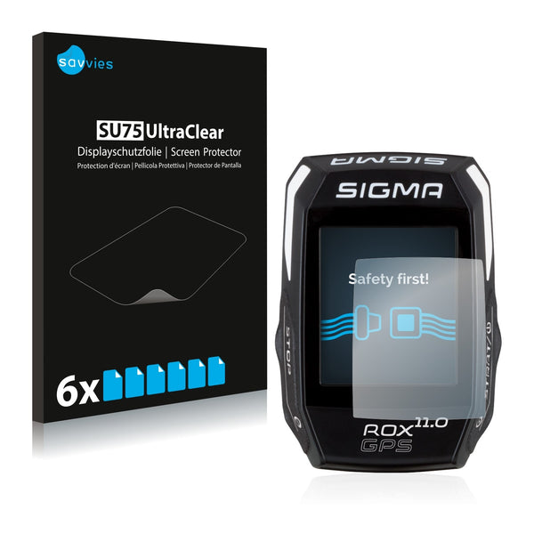 6x Savvies SU75 Screen Protector for Sigma ROX GPS 11.0