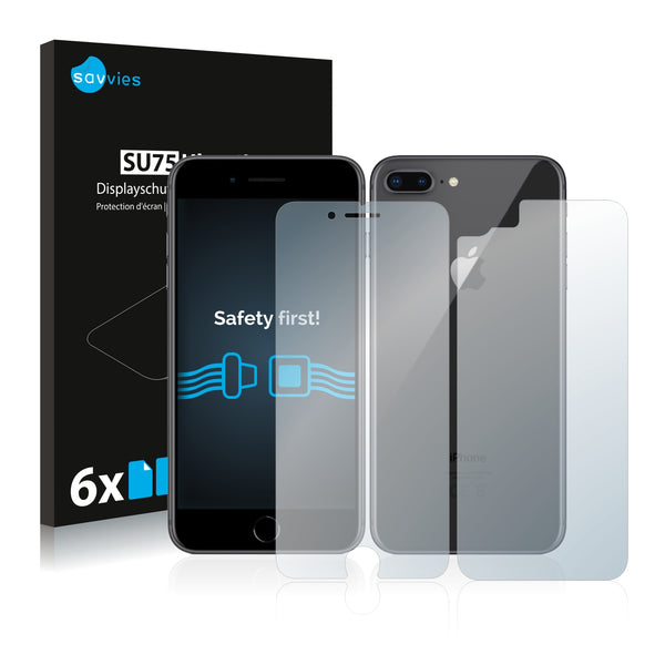 6x Savvies SU75 Screen Protector for Apple iPhone 8 (Front + Back)