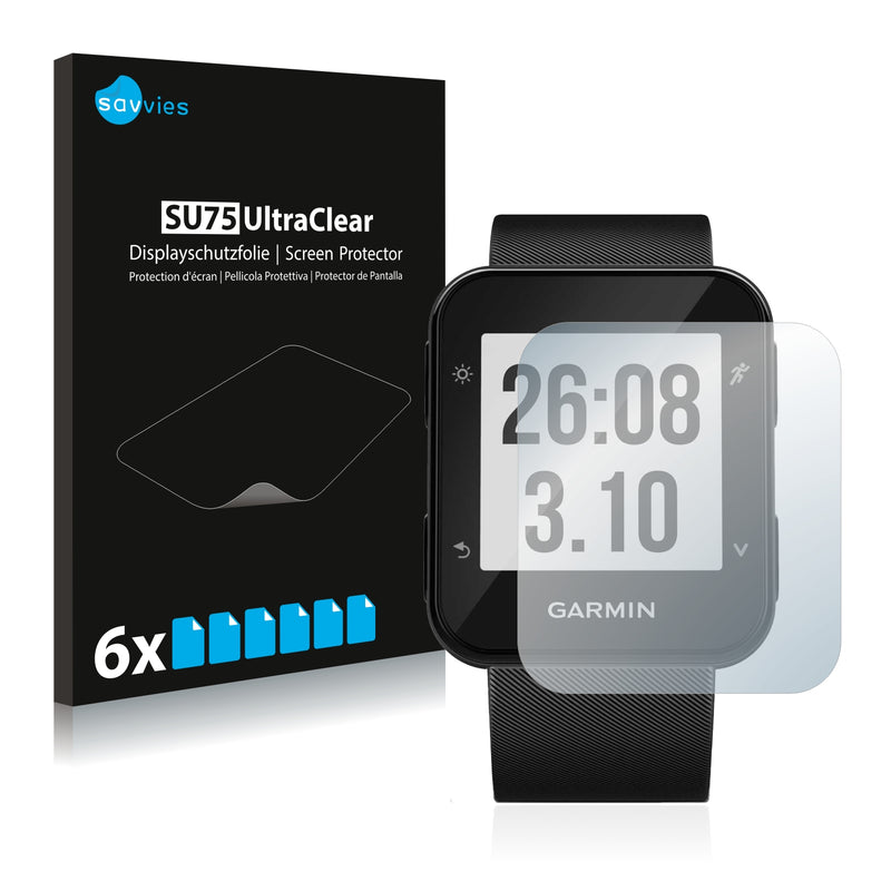 6x Savvies SU75 Screen Protector for Garmin Forerunner 30