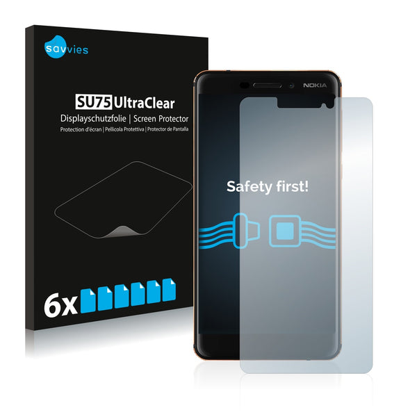6x Savvies SU75 Screen Protector for Nokia 6 2018