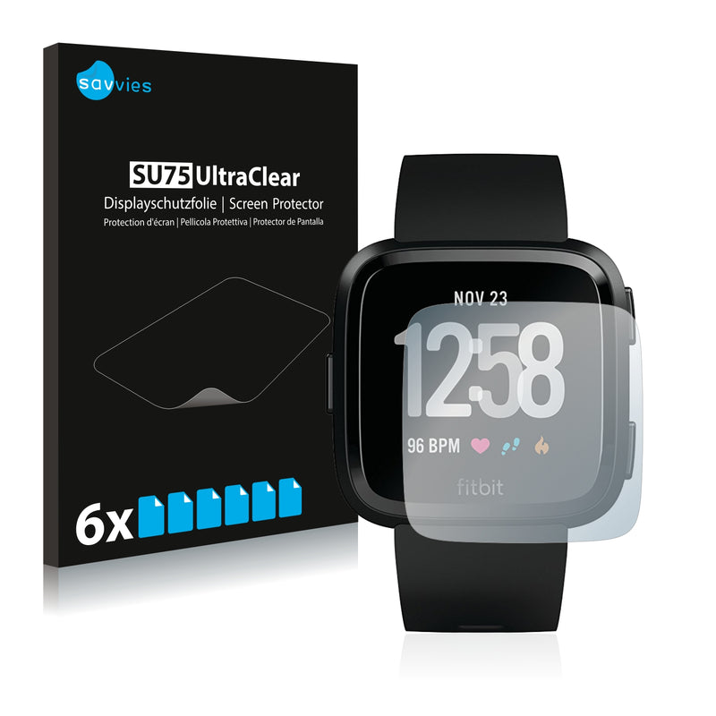 6x Savvies SU75 Screen Protector for Fitbit Versa