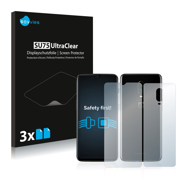 6x Savvies SU75 Screen Protector for OnePlus 6T (Front + Back)