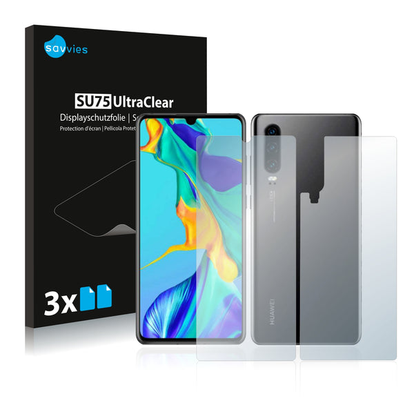 6x Savvies SU75 Screen Protector for Huawei P30 (Front + Back)