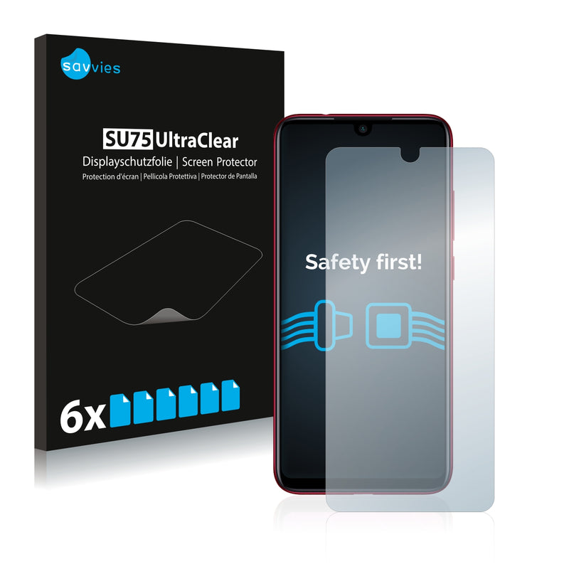 6x Savvies SU75 Screen Protector for Xiaomi Redmi Note 7