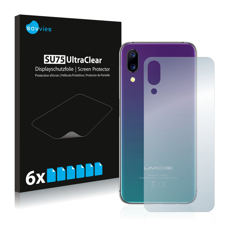 6x Savvies SU75 Screen Protector for Umidigi One Pro (Back)