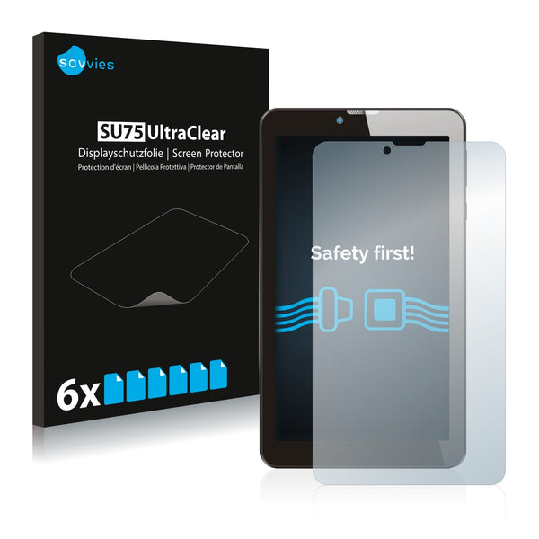 6x Savvies SU75 Screen Protector for Odys Pyro 7 Plus 3G