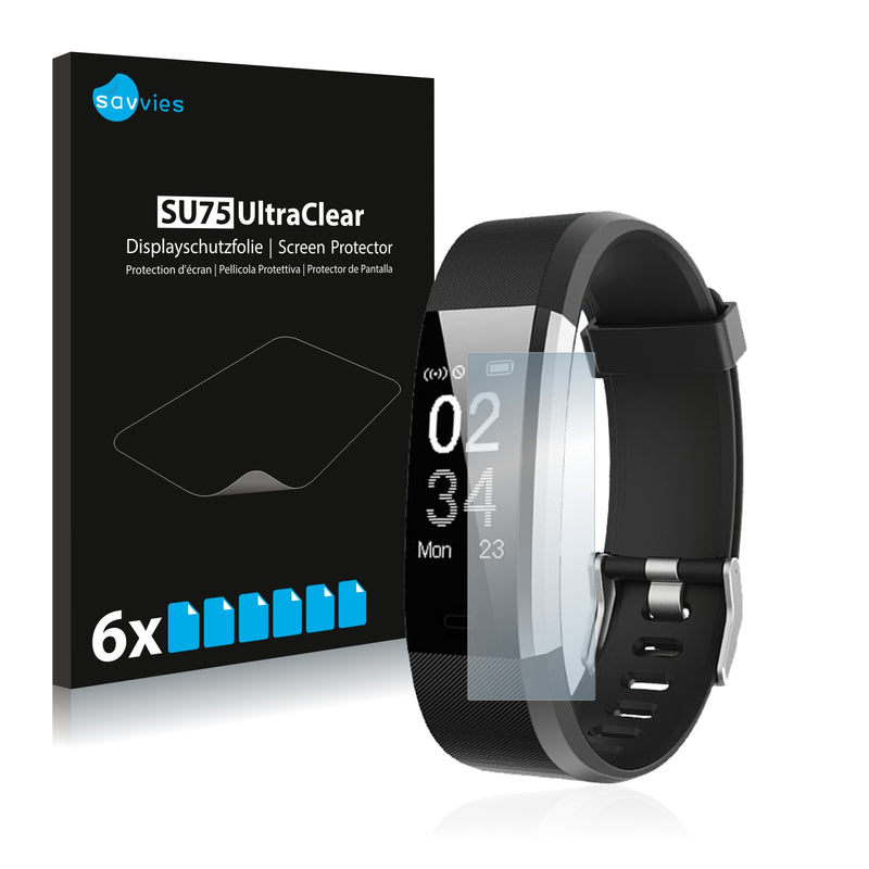 6x Savvies SU75 Screen Protector for Chereeki Fitness Tracker ID115 Plus