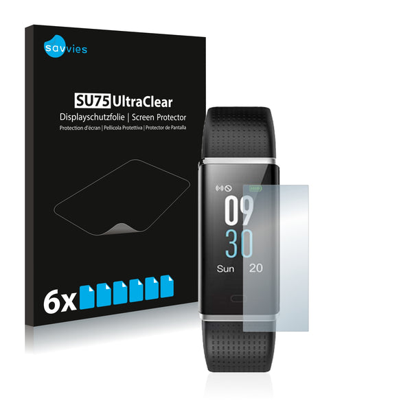 6x Savvies SU75 Screen Protector for Chereeki Fitness Tracker ID130C