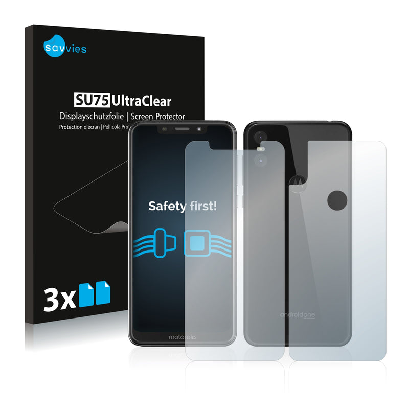 6x Savvies SU75 Screen Protector for Motorola One (Front + Back)