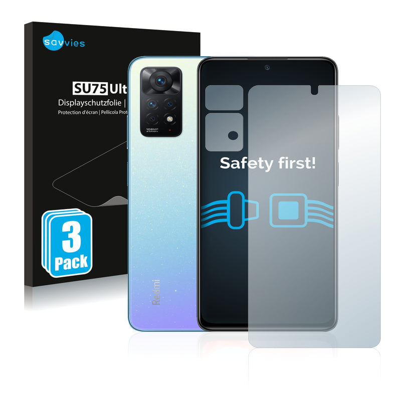 6x Savvies SU75 Screen Protector for Xiaomi Redmi Note 11 Pro (Front + cam)