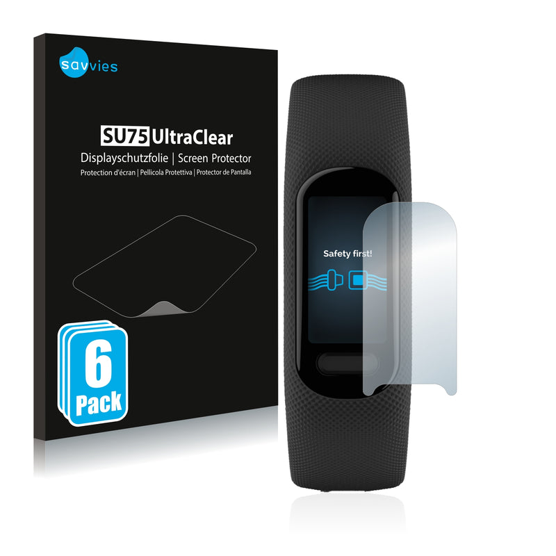 6x Savvies SU75 Screen Protector for Garmin Vivosmart 5