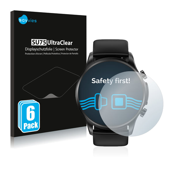 6x Savvies SU75 Screen Protector for Ruijie Cardiac Smartwatch