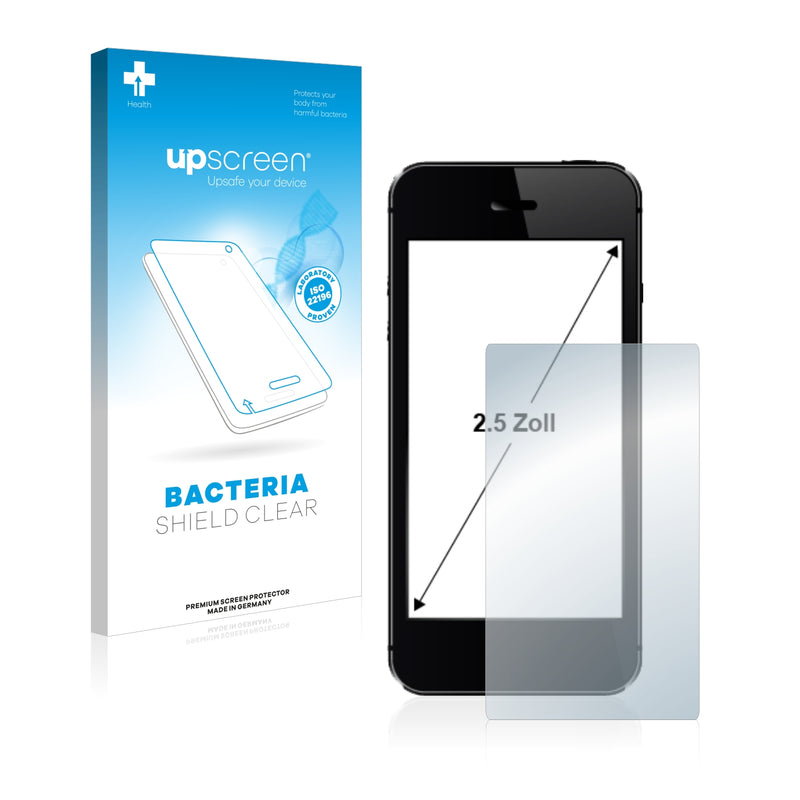 upscreen Bacteria Shield Clear Premium Antibacterial Screen Protector for Smartphones and Mobile Phones with 2.5 inch Displays [50.59 mm x 38 mm, 4:3]