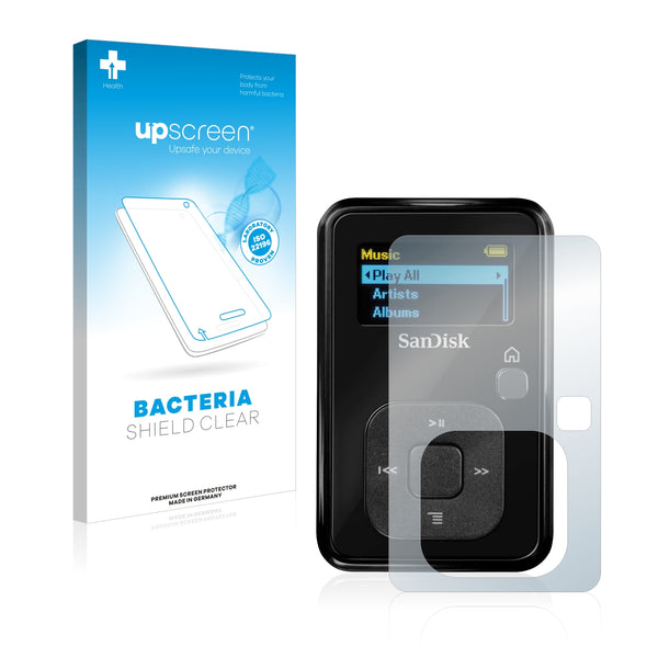 upscreen Bacteria Shield Clear Premium Antibacterial Screen Protector for SanDisk Sansa Clip+