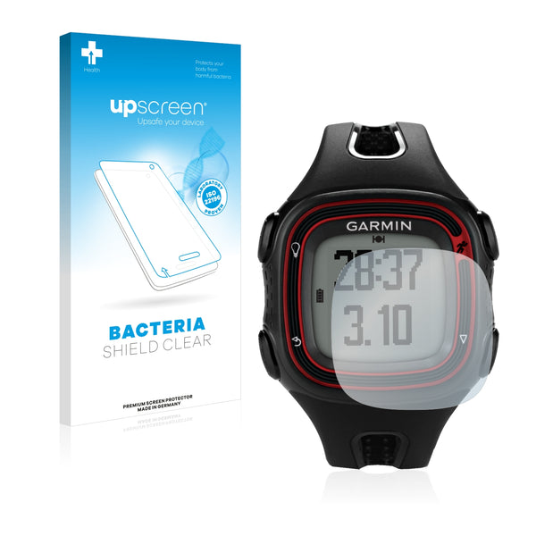 upscreen Bacteria Shield Clear Premium Antibacterial Screen Protector for Garmin Forerunner 10 Black/Red