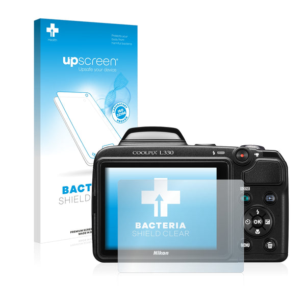 upscreen Bacteria Shield Clear Premium Antibacterial Screen Protector for Nikon Coolpix L330