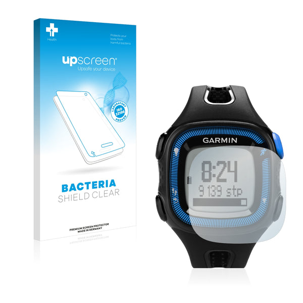 upscreen Bacteria Shield Clear Premium Antibacterial Screen Protector for Garmin Forerunner 15 (Big edition) Black/Blue