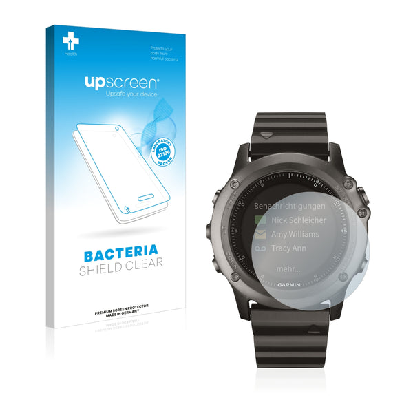 upscreen Bacteria Shield Clear Premium Antibacterial Screen Protector for Garmin fenix 3