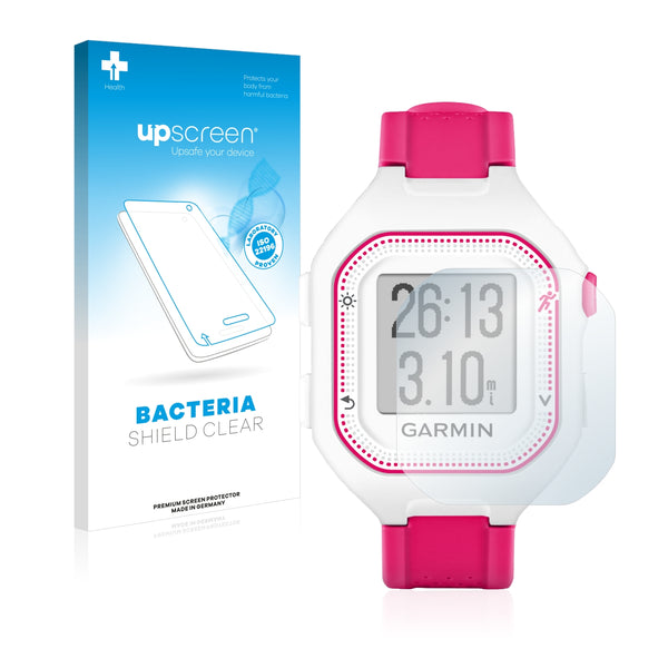 upscreen Bacteria Shield Clear Premium Antibacterial Screen Protector for Garmin Forerunner 25 (Small Edition)