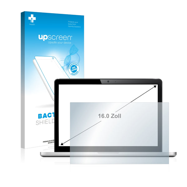 upscreen Bacteria Shield Clear Premium Antibacterial Screen Protector for Laptops and Ultrabooks with 16 inch Displays [354 mm x 199 mm, 16:9]