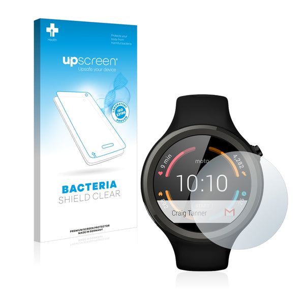 upscreen Bacteria Shield Clear Premium Antibacterial Screen Protector for Motorola Moto 360 Sport 45 mm (1st generation)