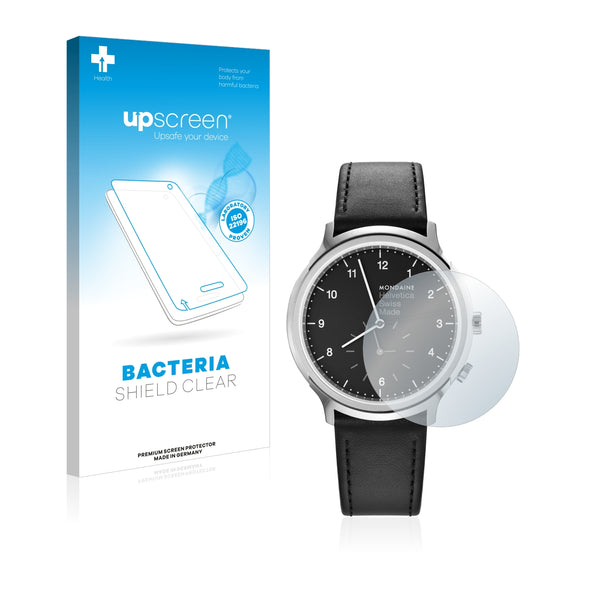upscreen Bacteria Shield Clear Premium Antibacterial Screen Protector for Mondaine Helvetica No1 2nd time zone (40 mm)