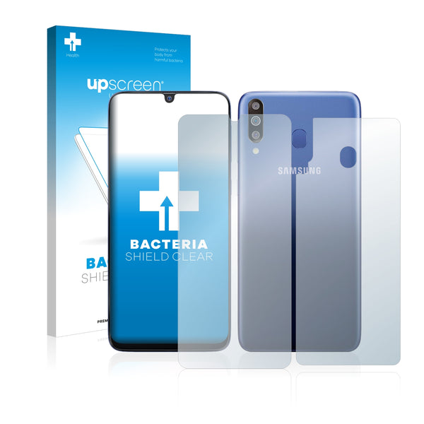 upscreen Bacteria Shield Clear Premium Antibacterial Screen Protector for Samsung Galaxy M30 (Front + Back)