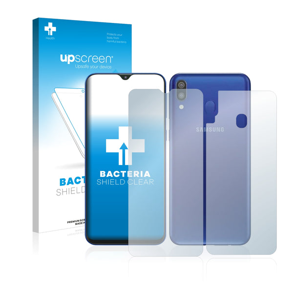 upscreen Bacteria Shield Clear Premium Antibacterial Screen Protector for Samsung Galaxy M20 (Front + Back)