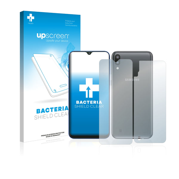 upscreen Bacteria Shield Clear Premium Antibacterial Screen Protector for Samsung Galaxy M10 (Front + Back)
