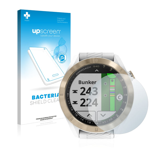 upscreen Bacteria Shield Clear Premium Antibacterial Screen Protector for Garmin Approach S40
