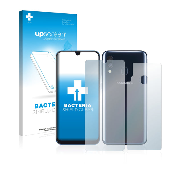 upscreen Bacteria Shield Clear Premium Antibacterial Screen Protector for Samsung Galaxy A40 (Front + Back)